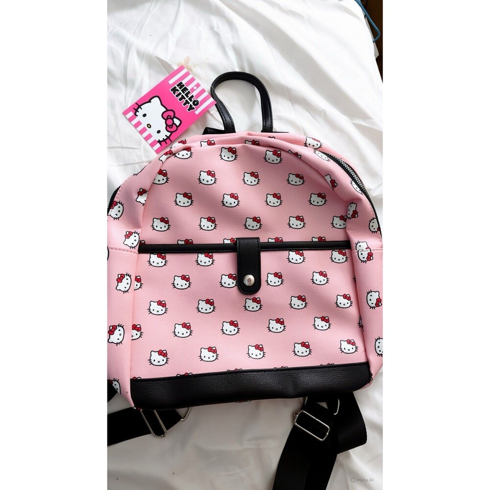Hello Kitty Faux Leather Mini Backpack Girls 12” Pink Cute Bag